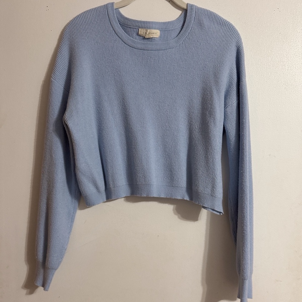 L.A. Hearts Light Blue Cropped Sweater - Picture 1 of 2